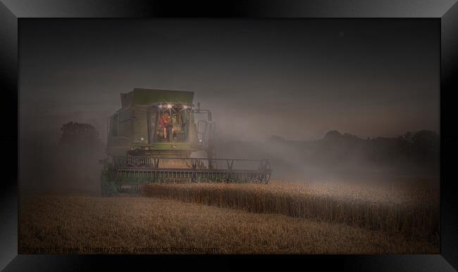 Working late bringing in the harvest. Framed Print by Gavin Duxbury