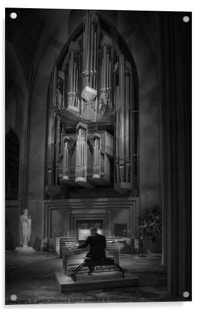 The Organ in Reyjavik Cathederal Acrylic by Gavin Duxbury