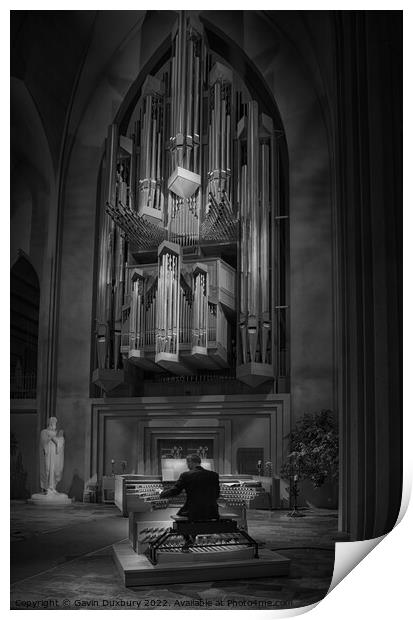 The Organ in Reyjavik Cathederal Print by Gavin Duxbury