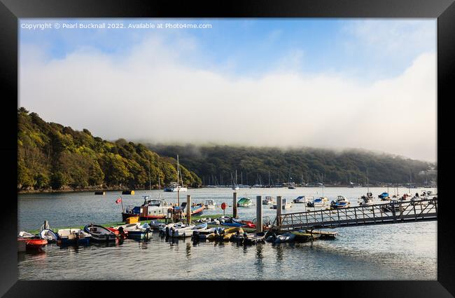 Mist Clearing Over Fowey River Cornwall Framed Print by Pearl Bucknall