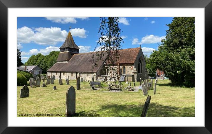 A quiet village church in summer Framed Mounted Print by Richard Baker