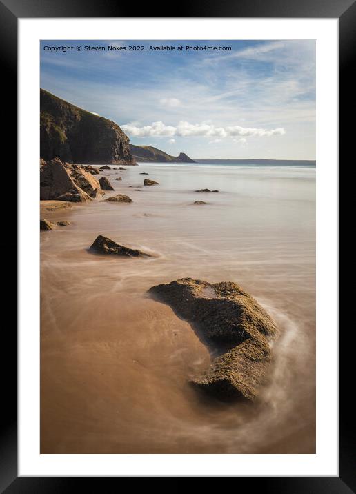 Majestic Waves at Pembrokeshires Newgale Beach Framed Mounted Print by Steven Nokes