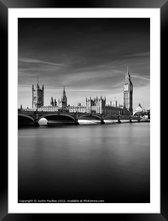Houses of Parliament and the River Thames, London Framed Mounted Print by Justin Foulkes