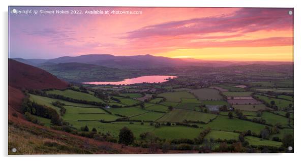 Majestic Sunset Over Brecon Beacons Acrylic by Steven Nokes