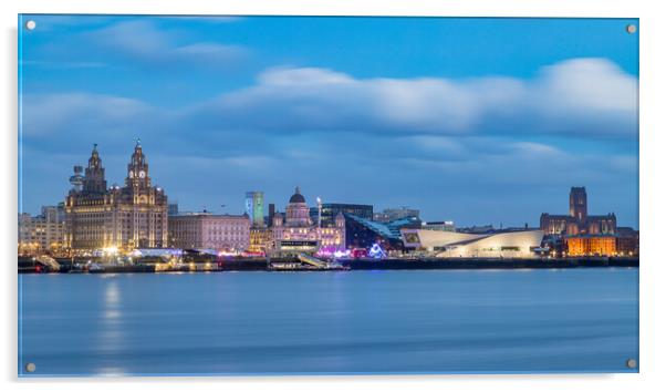 Twilight over the Liverpool skyline Acrylic by Jason Wells