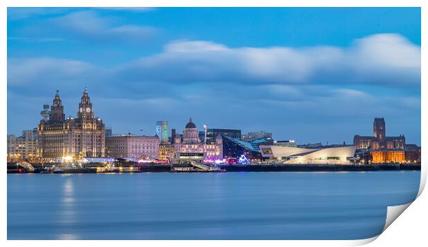 Twilight over the Liverpool skyline Print by Jason Wells