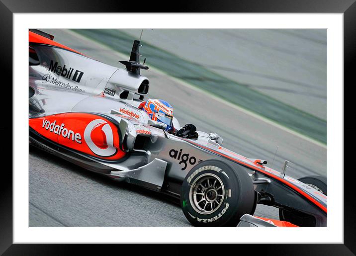 Jenson Button - Catalunya - Spain 2010 Framed Mounted Print by SEAN RAMSELL