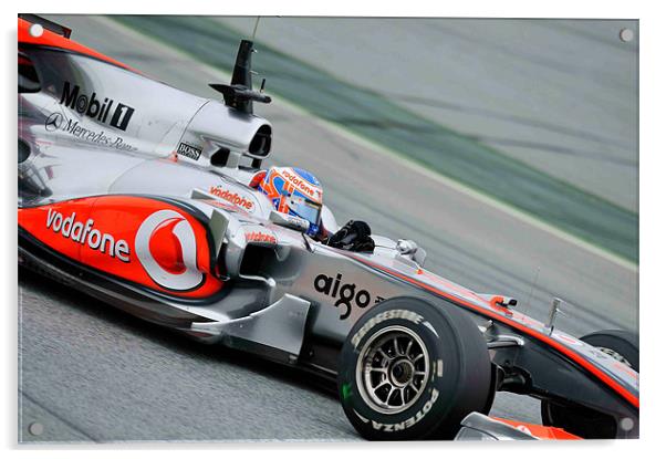 Jenson Button - Catalunya - Spain 2010 Acrylic by SEAN RAMSELL