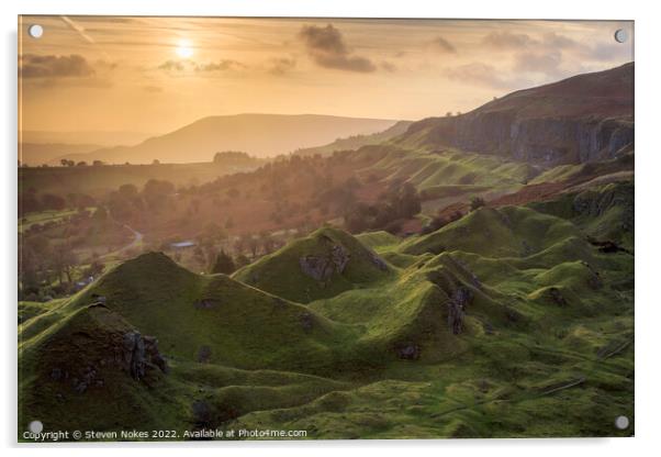 Majestic Sunrise over the Llangattock Quarry Acrylic by Steven Nokes