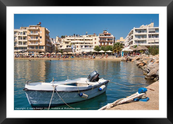 Ammos Beach, Agios Nikolaos, Crete Framed Mounted Print by Kasia Design