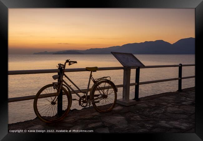 Serene Dawn Scene in Agios Nikolaos Framed Print by Kasia Design
