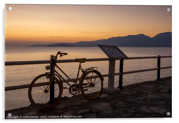 Serene Dawn Scene in Agios Nikolaos Acrylic by Kasia Design