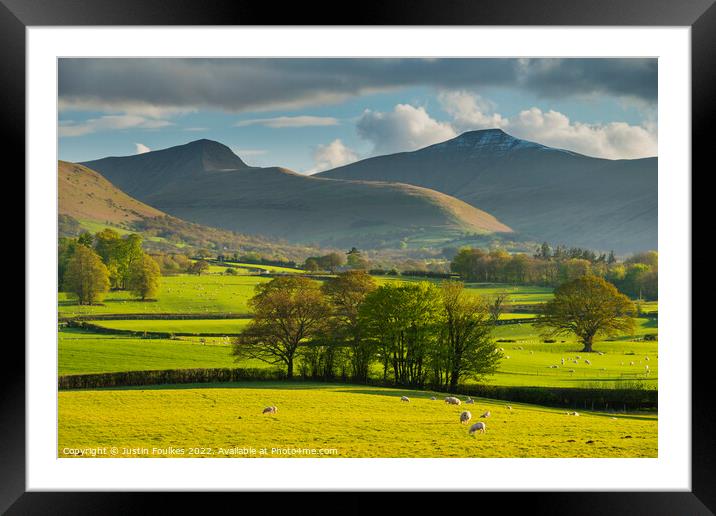 Cribyn and Pen Y Fan, in Spring, Brecon Beacons Framed Mounted Print by Justin Foulkes