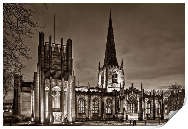 Sheffield Cathedral at Night Print by Darren Galpin