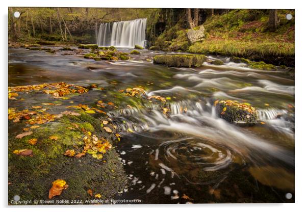 Majestic Autumnal Sgwd yr Eira Acrylic by Steven Nokes