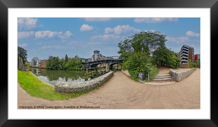 360 panorama of Carrow Road Bridge in Norwich, Norfolk Framed Mounted Print by Chris Yaxley