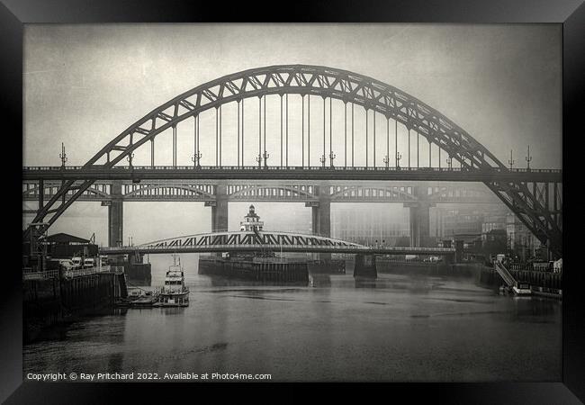 Tyne In The Fog Framed Print by Ray Pritchard