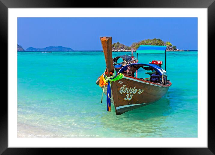 Long tail boat, Koh Lipe, Thailand Framed Mounted Print by Kevin Hellon