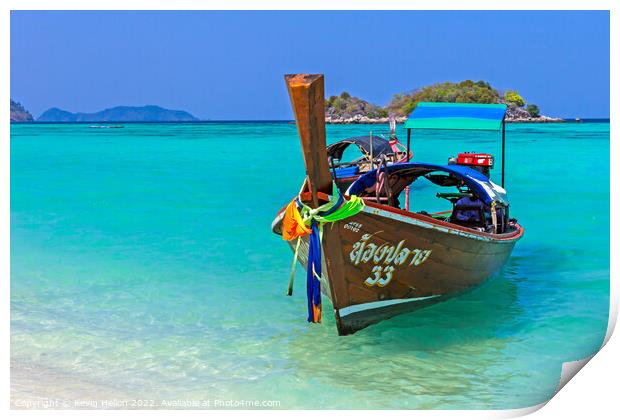 Long tail boat, Koh Lipe, Thailand Print by Kevin Hellon