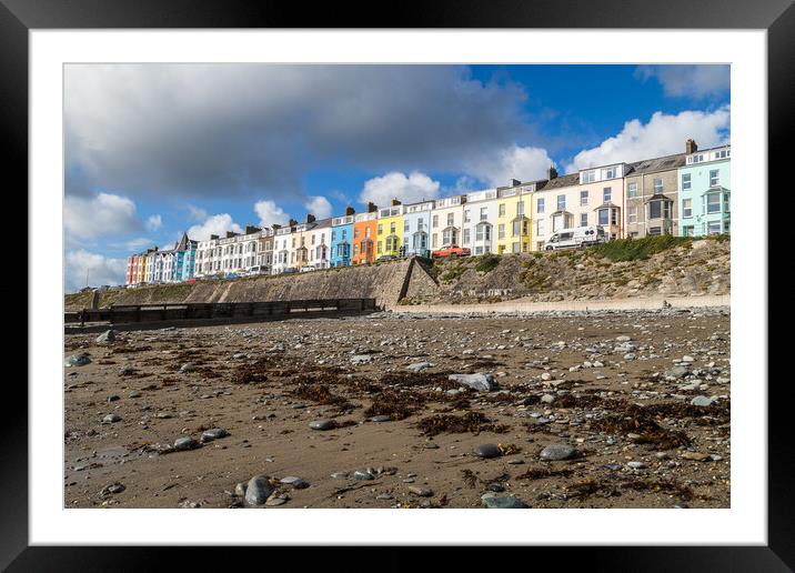 Colourful houses look down on Criccieth beach Framed Mounted Print by Jason Wells