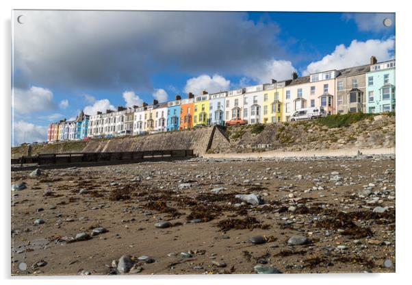 Colourful houses look down on Criccieth beach Acrylic by Jason Wells