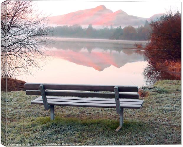 seat with a view at Derwent Water. Canvas Print by john hill
