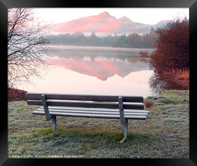 seat with a view at Derwent Water. Framed Print by john hill