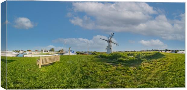 A full 360 panorama of Thurne Mouth, Norfolk Broads Canvas Print by Chris Yaxley