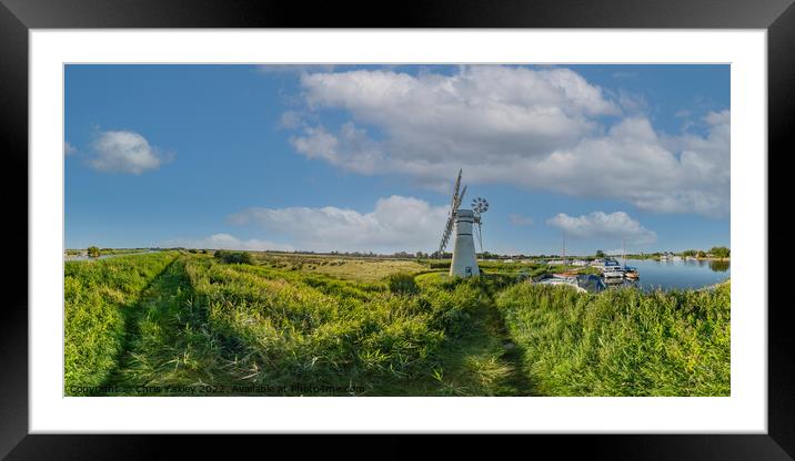 A full 360 panorama of Thurne Mouth, Norfolk Broads Framed Mounted Print by Chris Yaxley
