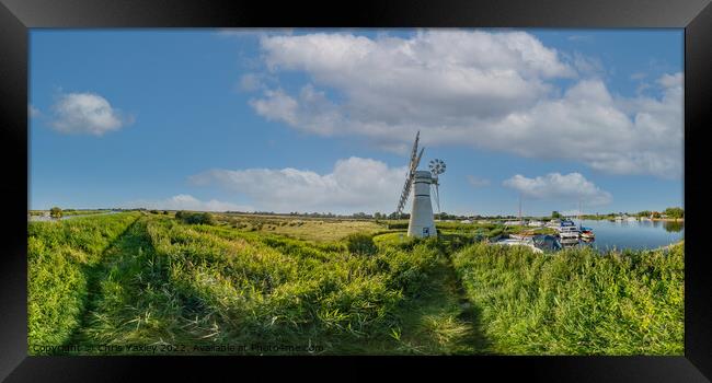 A full 360 panorama of Thurne Mouth, Norfolk Broads Framed Print by Chris Yaxley