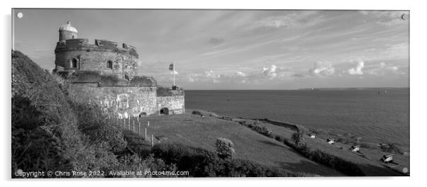 St Mawes Castle panorama Acrylic by Chris Rose