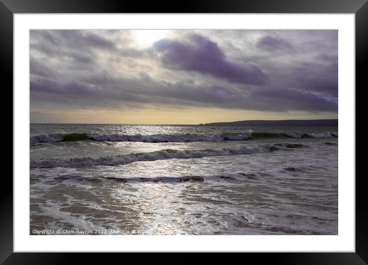 Stormy Sky off Sandbanks Framed Mounted Print by Chris Haynes
