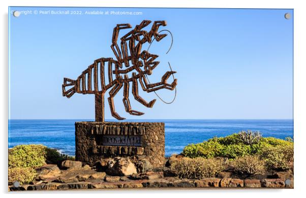 César Manrique Lobster Sculpture Lanzarote Acrylic by Pearl Bucknall