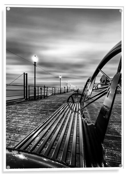 Pier bench at Southend on sea pier  Acrylic by johnny weaver