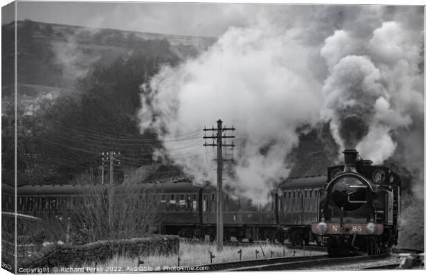 Class 02 Taff Vale Railways pulls away from Keighl Canvas Print by Richard Perks