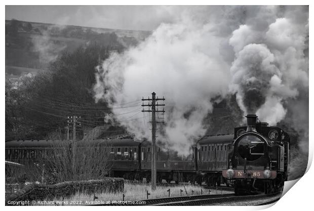 Class 02 Taff Vale Railways pulls away from Keighl Print by Richard Perks
