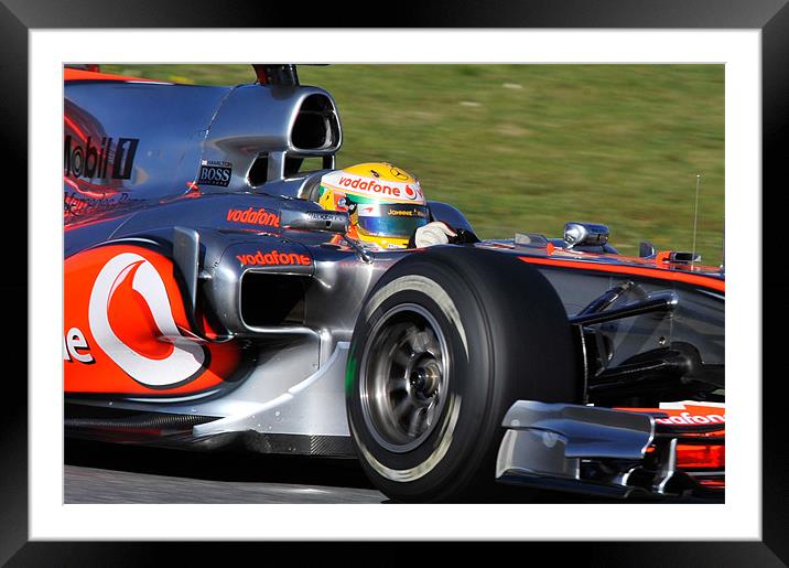 Lewis Hamilton - McLaren F1 Framed Mounted Print by SEAN RAMSELL