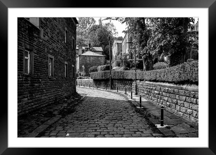 Cobbles Hebden Bridge Mono Framed Mounted Print by Glen Allen