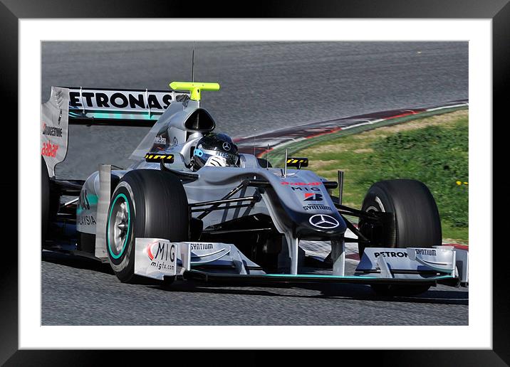 Michael Scumacher Mercedes GP Petronas Framed Mounted Print by SEAN RAMSELL
