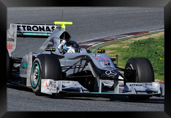 Michael Scumacher Mercedes GP Petronas Framed Print by SEAN RAMSELL