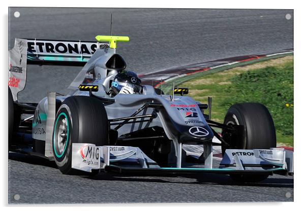 Michael Scumacher Mercedes GP Petronas Acrylic by SEAN RAMSELL