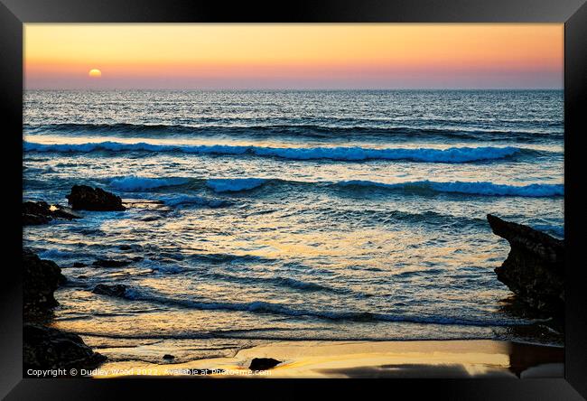 Golden Waves at Sunset Framed Print by Dudley Wood