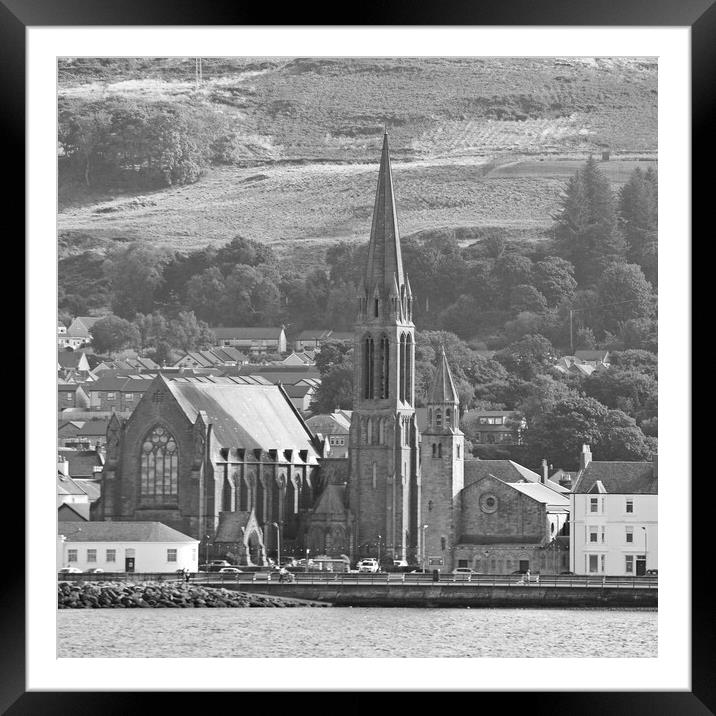 Largs church buildings mono Framed Mounted Print by Allan Durward Photography