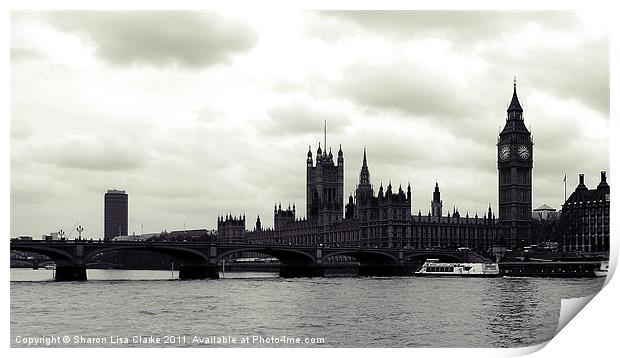 Parliament from the Thames Print by Sharon Lisa Clarke