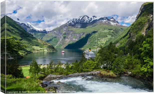 Geiranger Fjord on Norway Coast Canvas Print by Pearl Bucknall