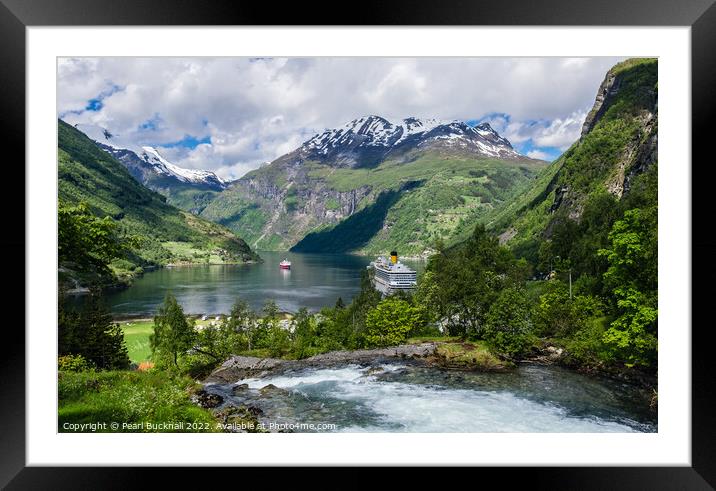 Geiranger Fjord on Norway Coast Framed Mounted Print by Pearl Bucknall