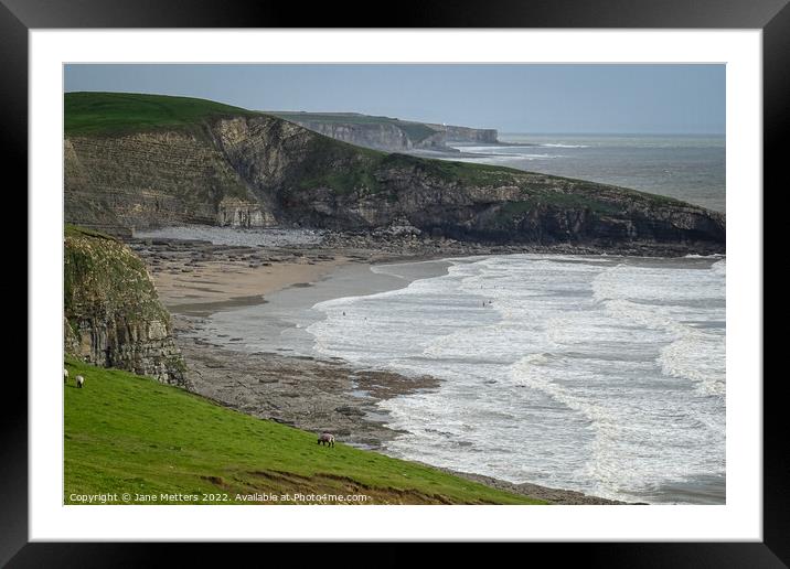 Dunraven Bay  Framed Mounted Print by Jane Metters