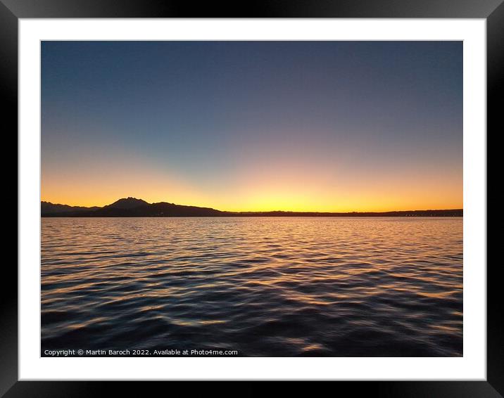 Wintery Lake Zug Sunset Framed Mounted Print by Martin Baroch