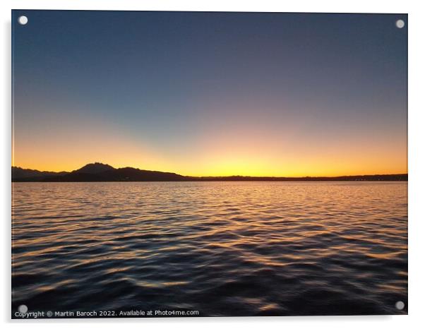 Wintery Lake Zug Sunset Acrylic by Martin Baroch