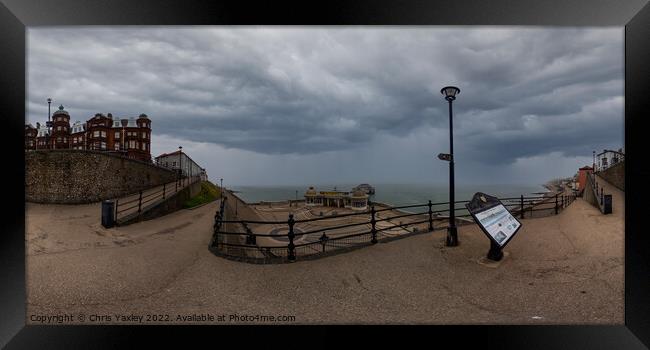 360 panorama of Cromer seafront and pier on the North Norfolk Coast Framed Print by Chris Yaxley